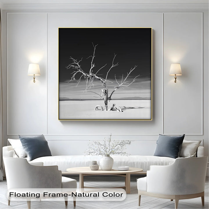 Solitary Resilience – Black and White Desert Tree Canvas Print - MyPhotoStation