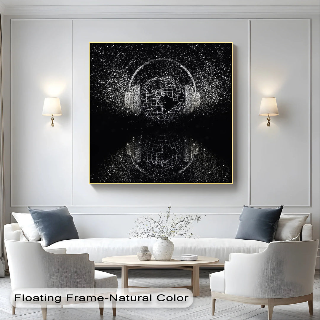 Global Soundscape – Digital Headphones World Map Canvas Print - MyPhotoStation