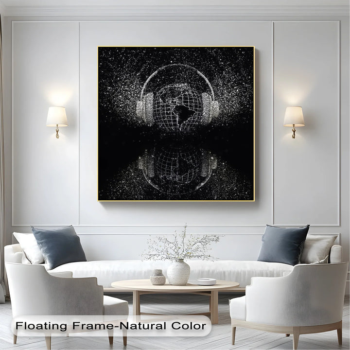 Global Soundscape – Digital Headphones World Map Canvas Print - MyPhotoStation