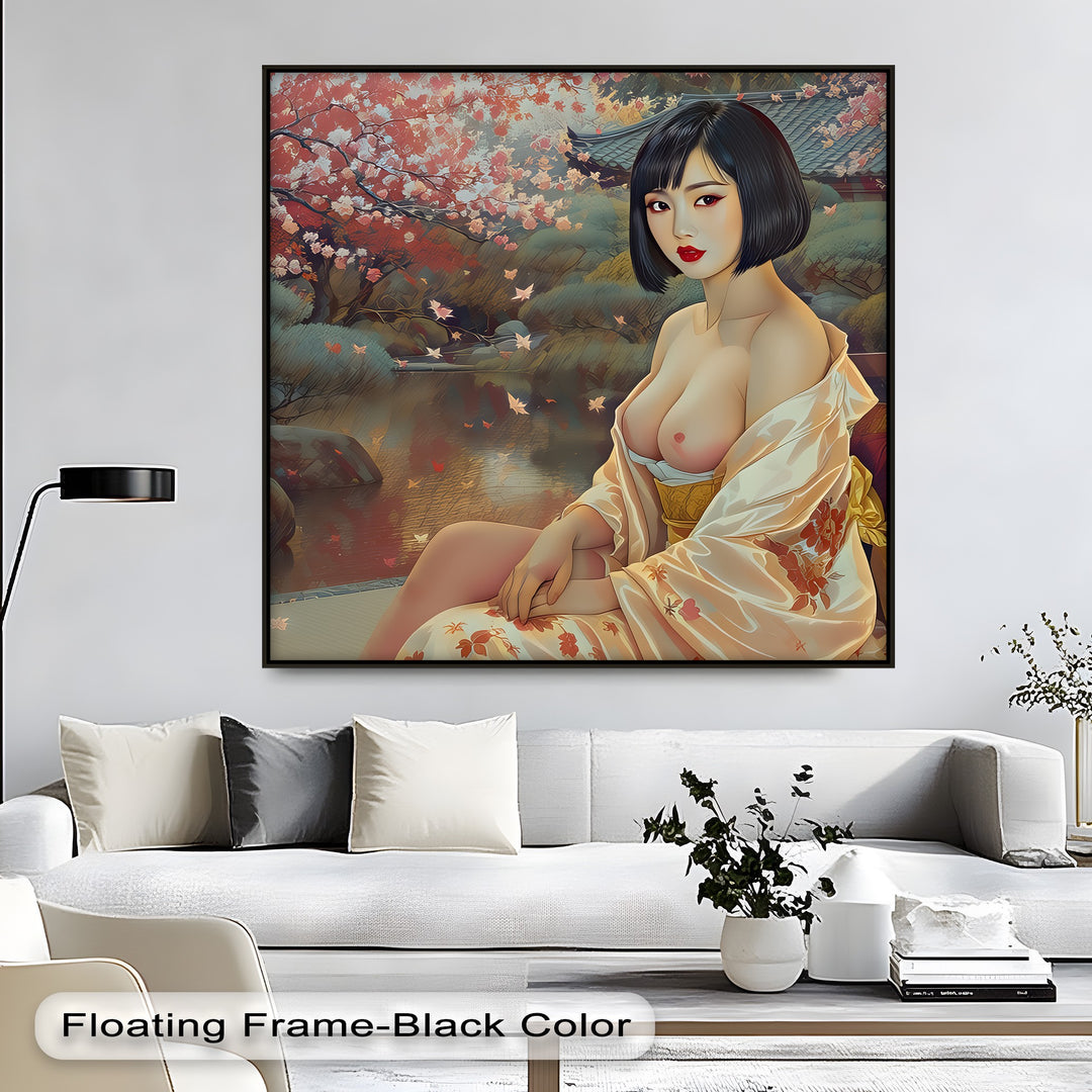 Blossom Reverie – Erotic Nude Canvas Print | Japanese Wall Art