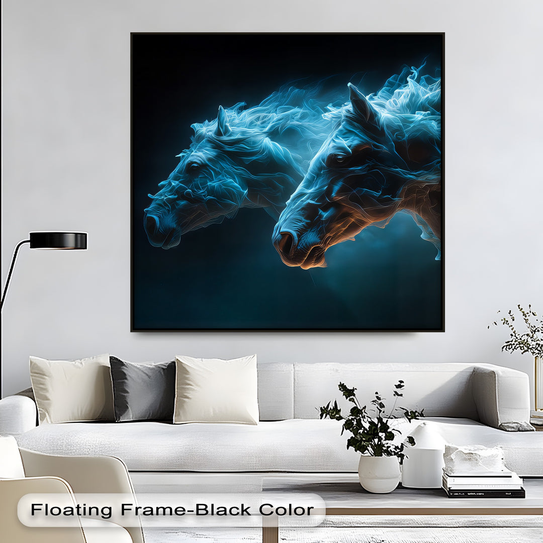 Electric Spirits – Glowing Horse Duo Abstract Canvas Print