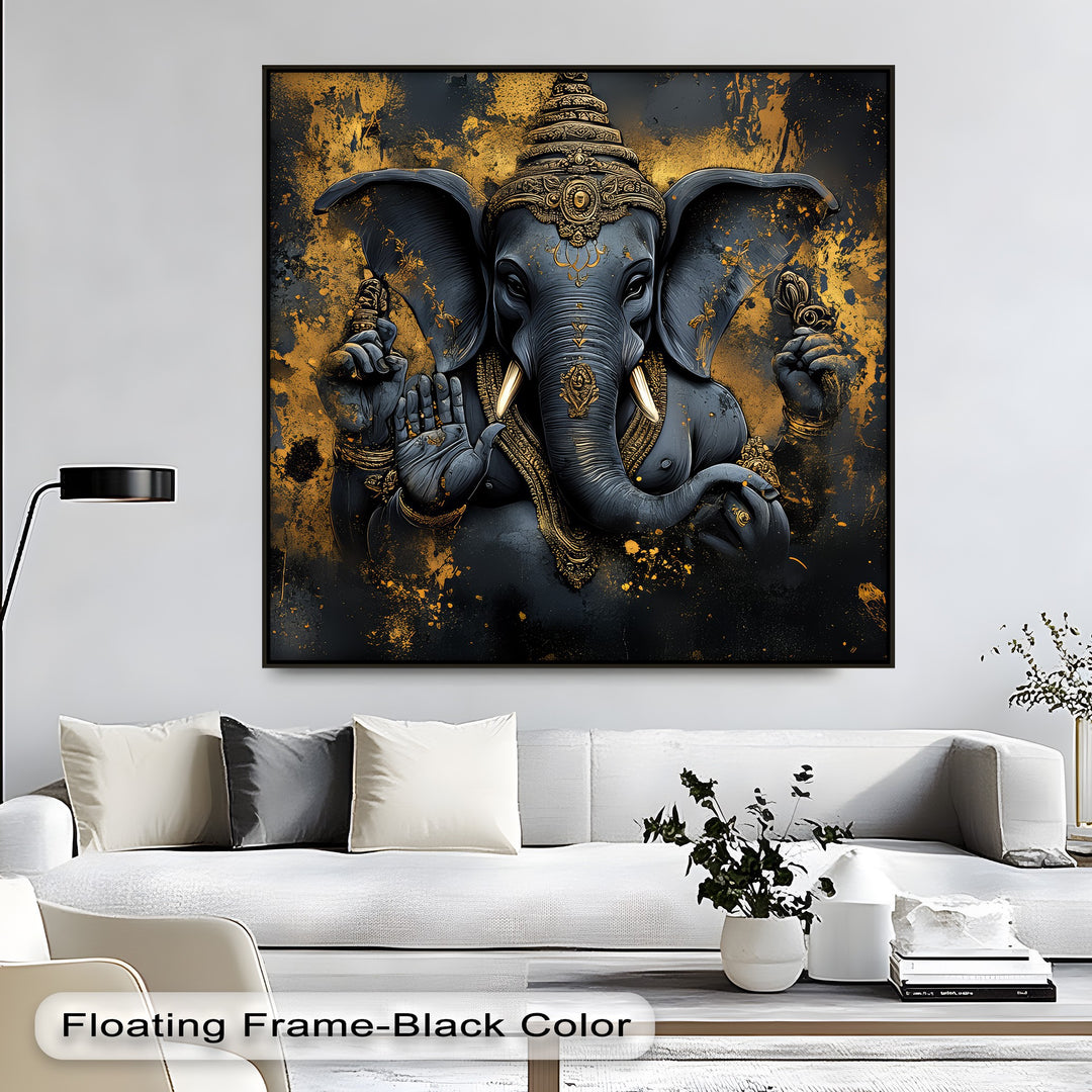 Sacred Guardian – Lord Ganesha with Four Arms Canvas Print