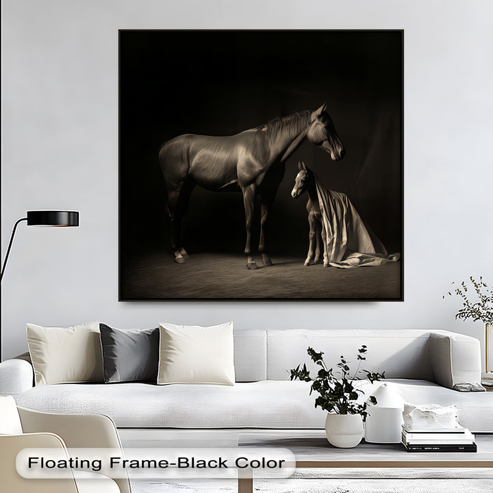 Sacred Bond – Mare and Foal in Gentle Light Canvas Print