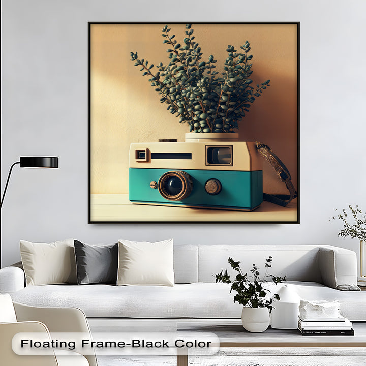 Retro Focus – Vintage Camera Planter Canvas Print