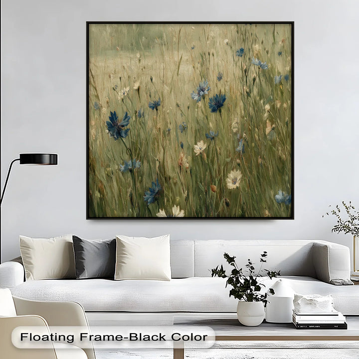 Whispers of Blue – Wildflower Meadow Scene Canvas Print - MyPhotoStation