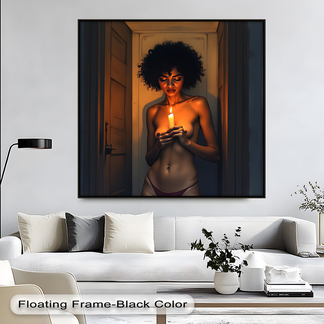 Candlelight Gaze – Dark Moody Erotic Canvas Wall Art | Canvas Artwork