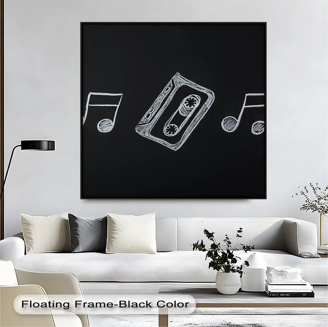Retro Cassette Tape Chalk Drawing – Blackboard Music Canvas Prints - MyPhotoStation