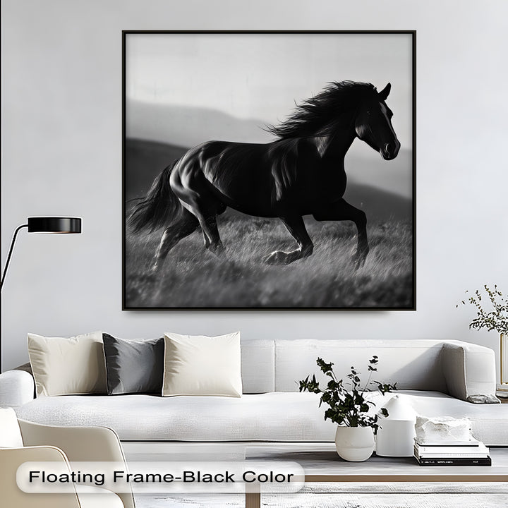 Midnight Gallop – Black Horse in Motion Canvas Print