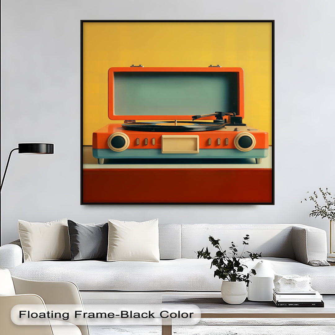 Sunset Stereo – Bold Retro Record Player Canvas Print