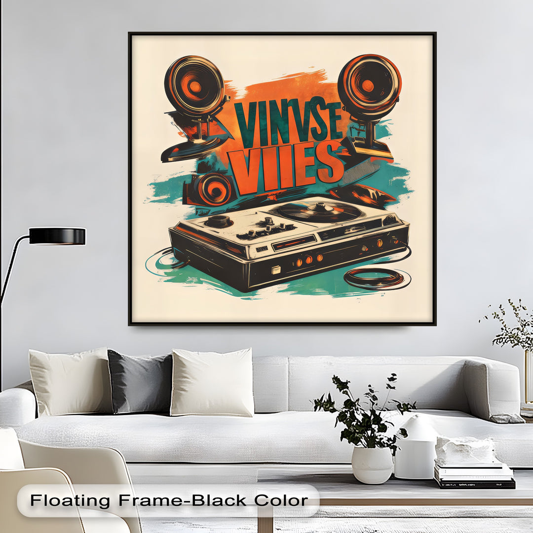 Vinyl Vibes – Retro Turntable & Speaker Canvas Print