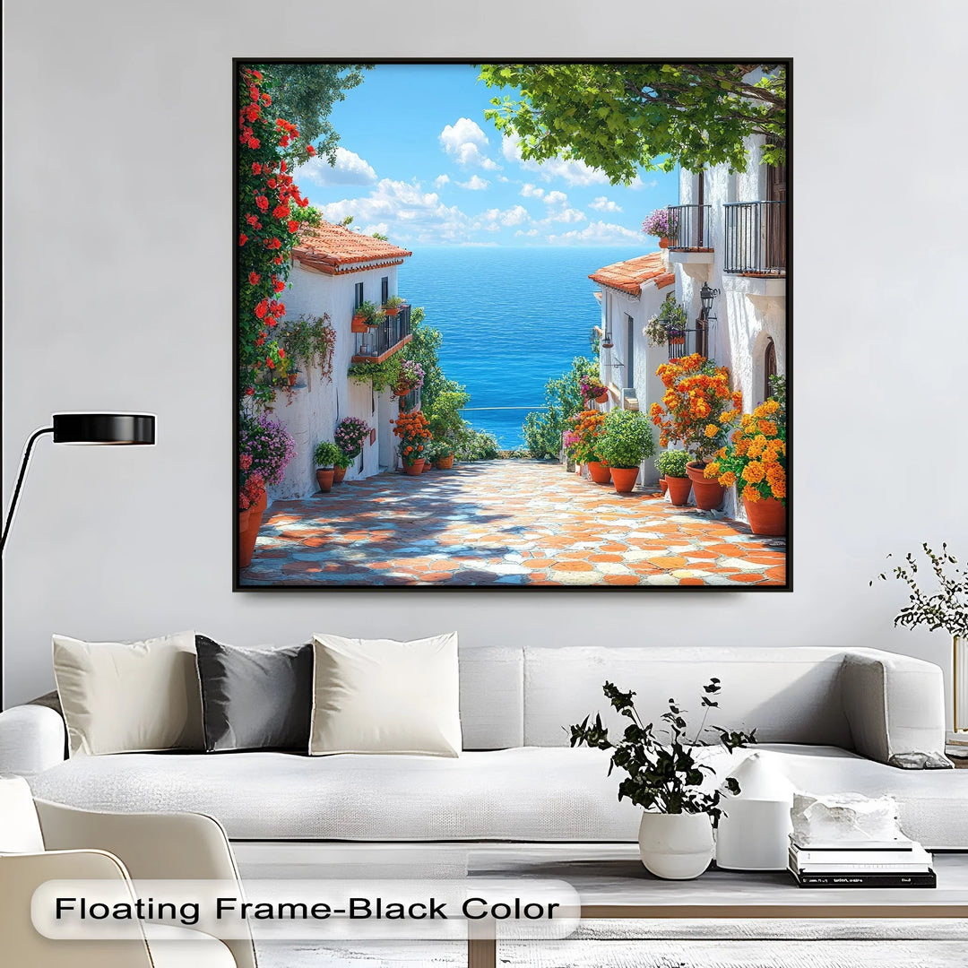 Coastal Flower Village - Landscape Canvas Print