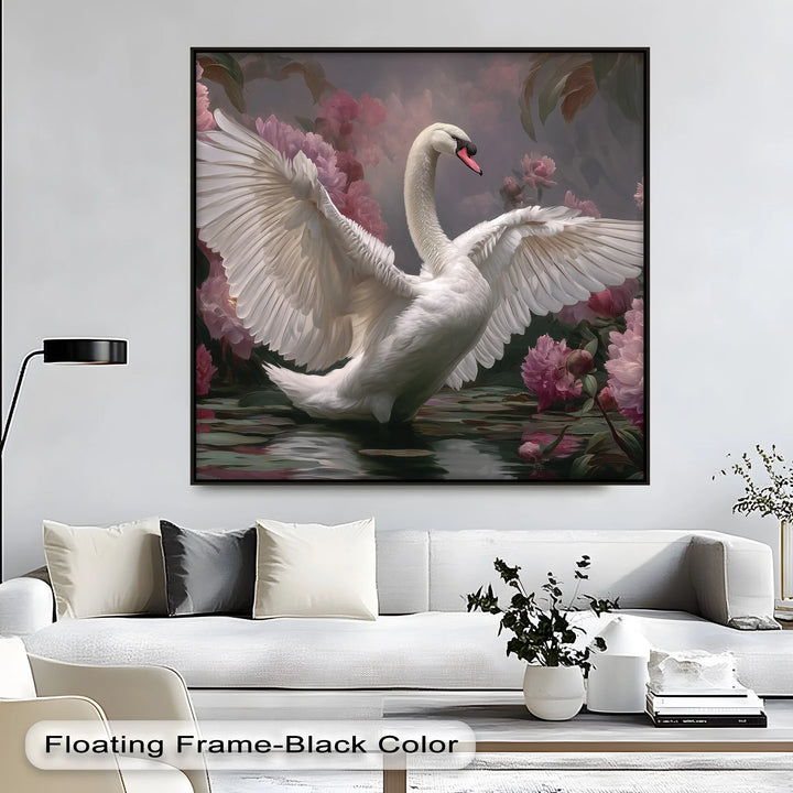 Luxurious floral animal canvas print with soft colors and peaceful composition