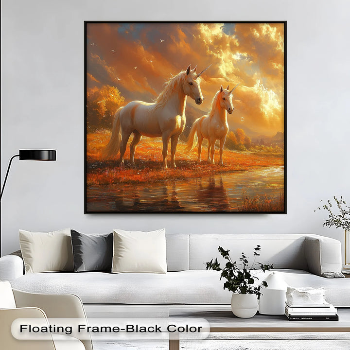 Twilight Companions – Golden Hour Unicorn Duo Canvas Print - MyPhotoStation