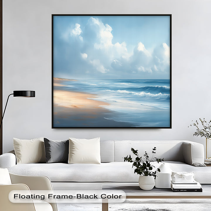Designed for beach lovers, this coastal canvas wall art creates a soothing visual escape—ideal for entryways, living rooms, or wellness-focused interiors.

