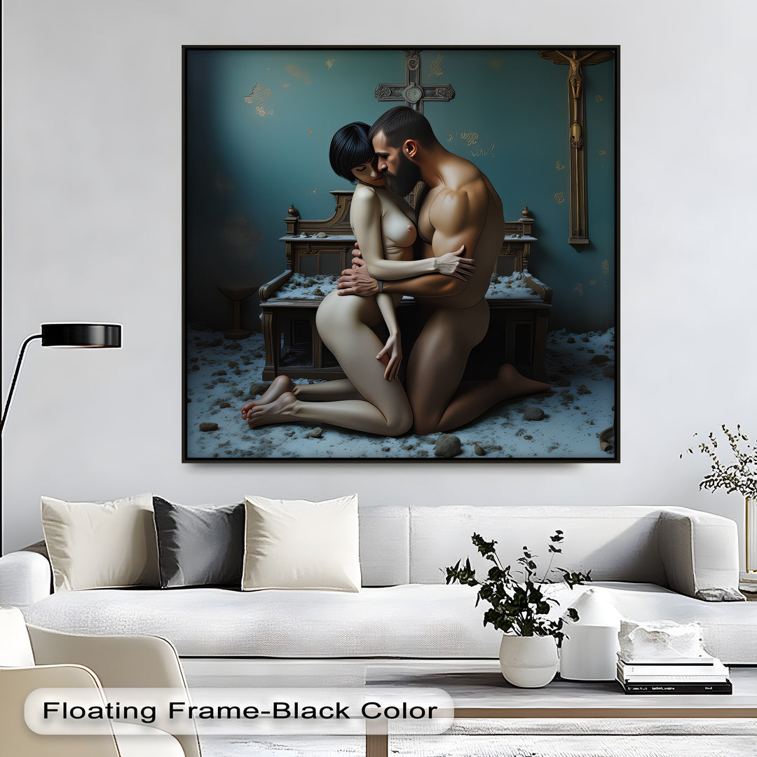 Devotion in Ruin – Gothic Erotic Canvas Art | Large Canvas Wall Decor