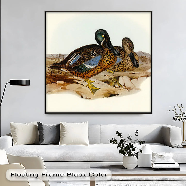 Marshland Companions – Vintage Duck Pair Animal Canvas Print - MyPhotoStation