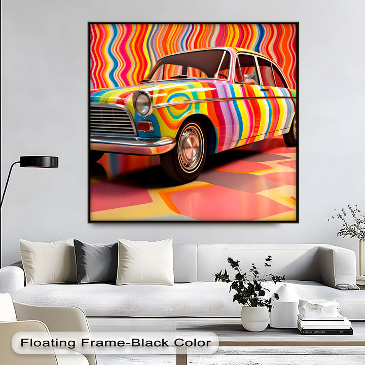 Groovy Wheels – Psychedelic Pop Art Car Canvas Print
