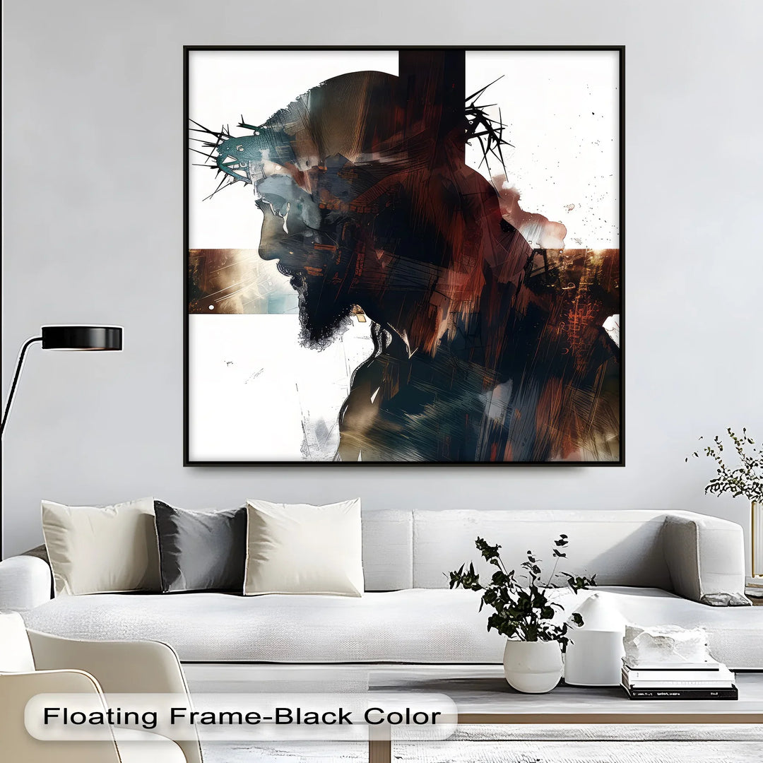 Crown of Thorns – Abstract Jesus Silhouette Canvas Print