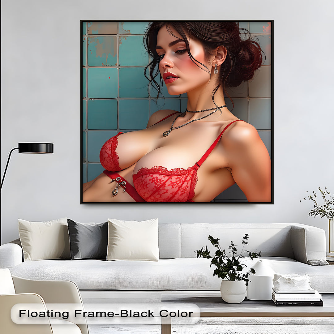 Crimson Temptation – Erotic Lingerie Canvas Wall Art | Artwork Canvas