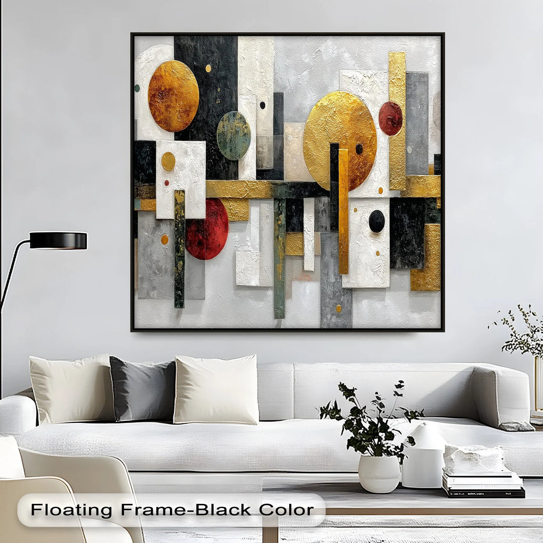 Geometric Luxe – Gold & Textured Abstract Canvas Print - MyPhotoStation