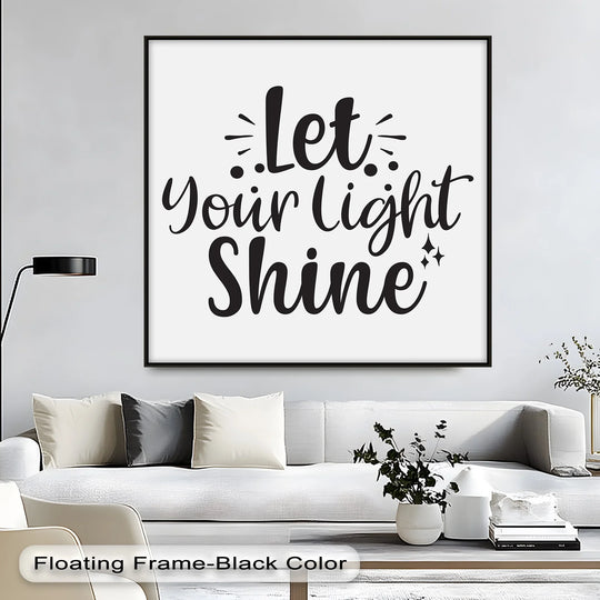 High color saturation enhances the elegant 'Let Your Light Shine' script, making it one of the best canvas prints for adding motivation to a space.