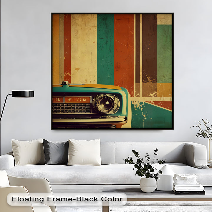 Soul Style Machine – Retro Car & Geometric Canvas Print