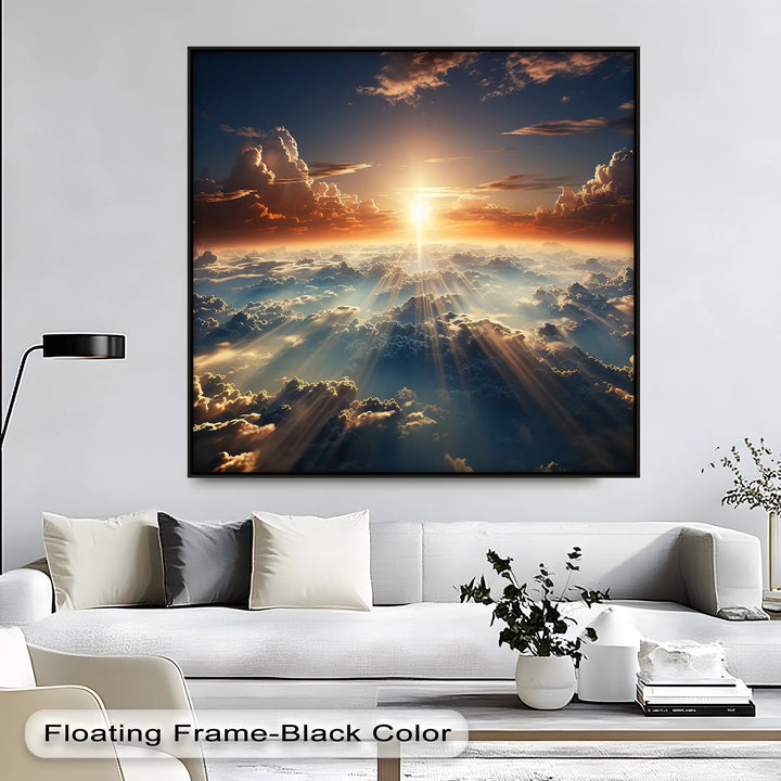 Celestial Sunrise Over the Clouds – Radiant Sky Landscape Canvas Print