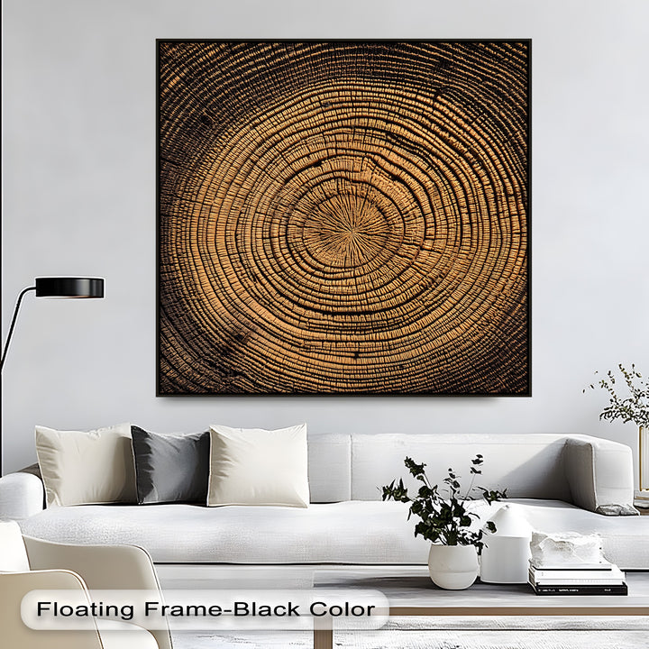 Illuminating the concentric tree ring details, this high quality canvas prints showcases a natural wood texture canvas print with intricate patterns and a rustic, abstract design.