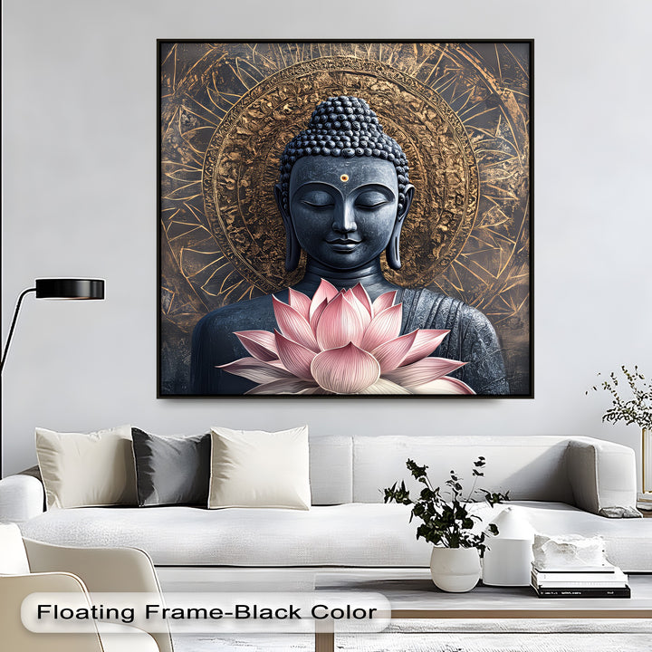 Enlightened Serenity – Buddha with Lotus Flower Canvas Print