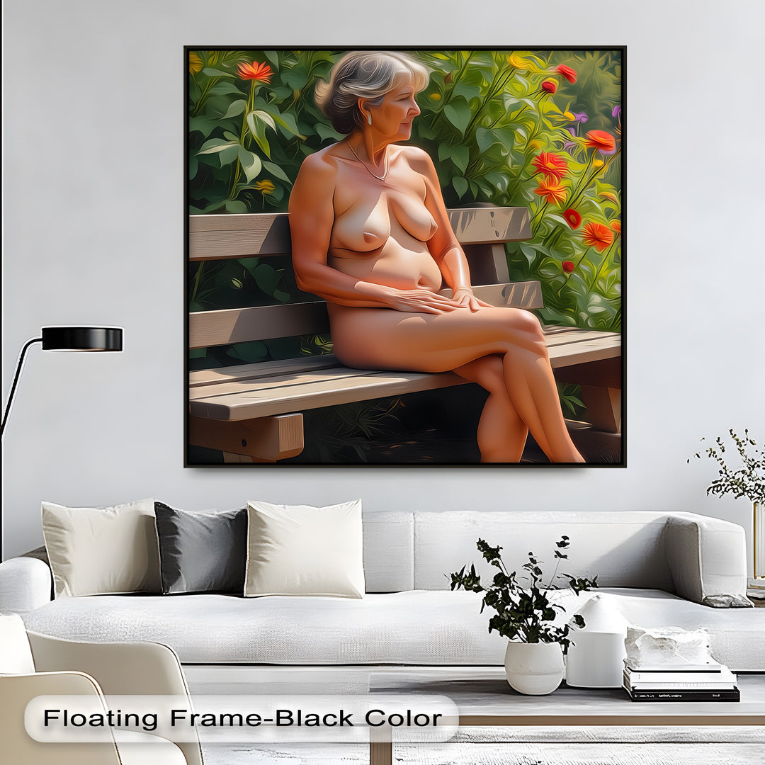 Garden Serenity – Mature Nude Canvas Wall Art | Canvas Prints