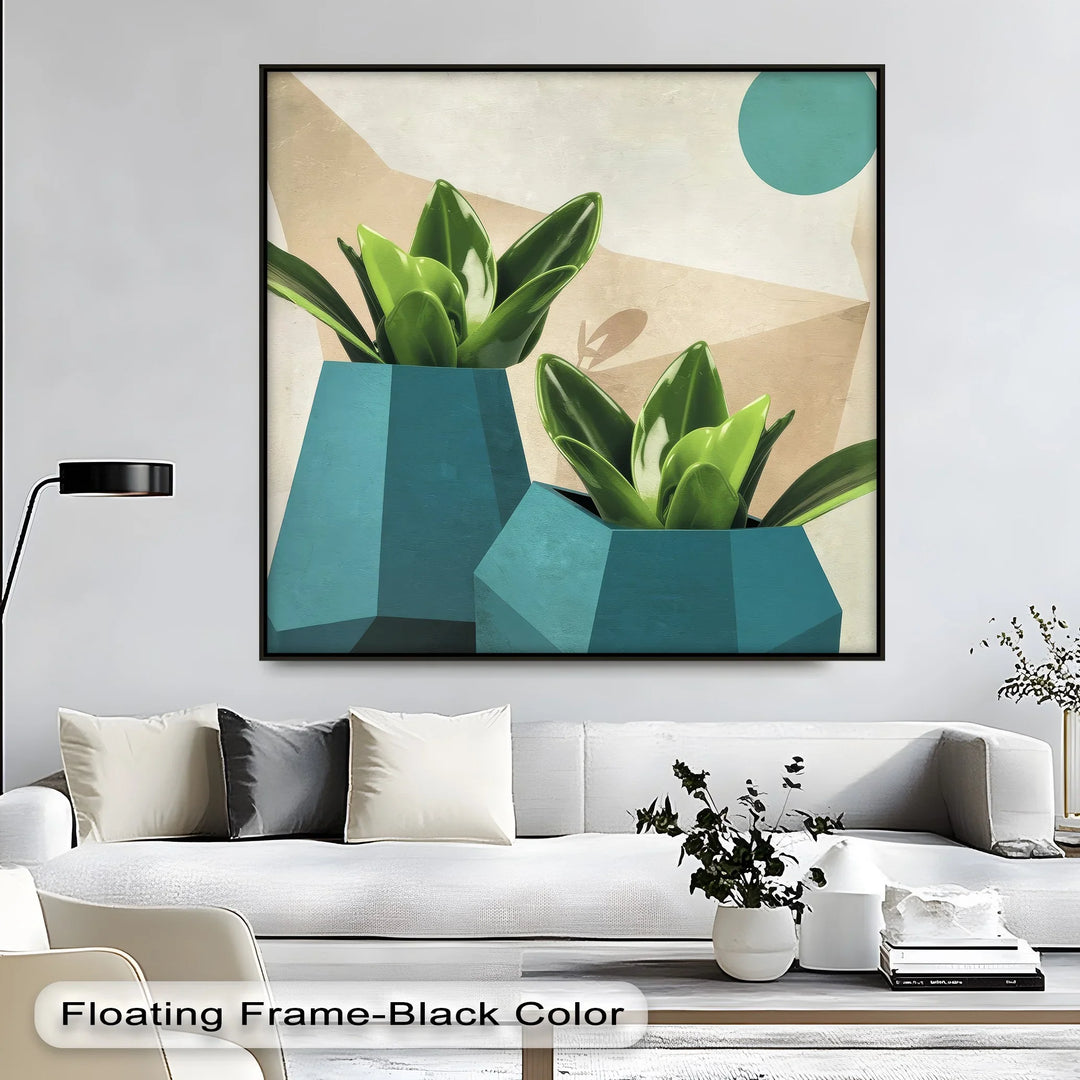 Geometric Serenity – Modern Succulent Plant Canvas Print - MyPhotoStation