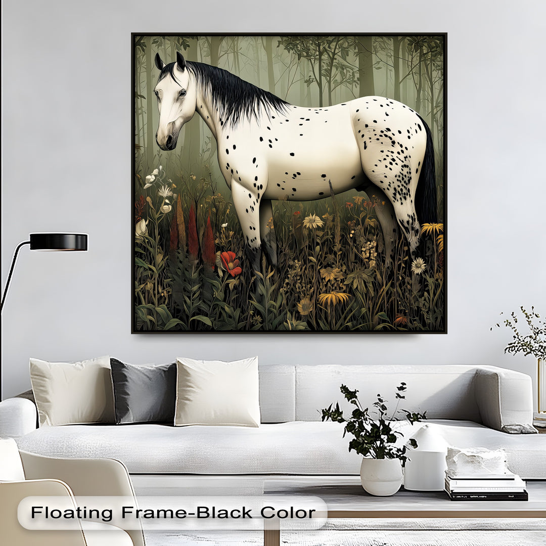 Spotted Serenity – Appaloosa Horse in Wildflower Forest Canvas Print