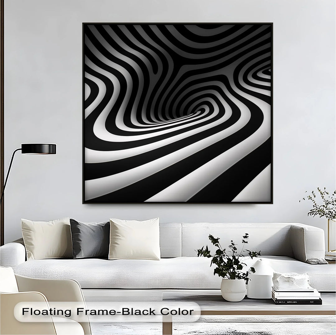 Twisted Illusion – Abstract Black & White Canvas Print - MyPhotoStation