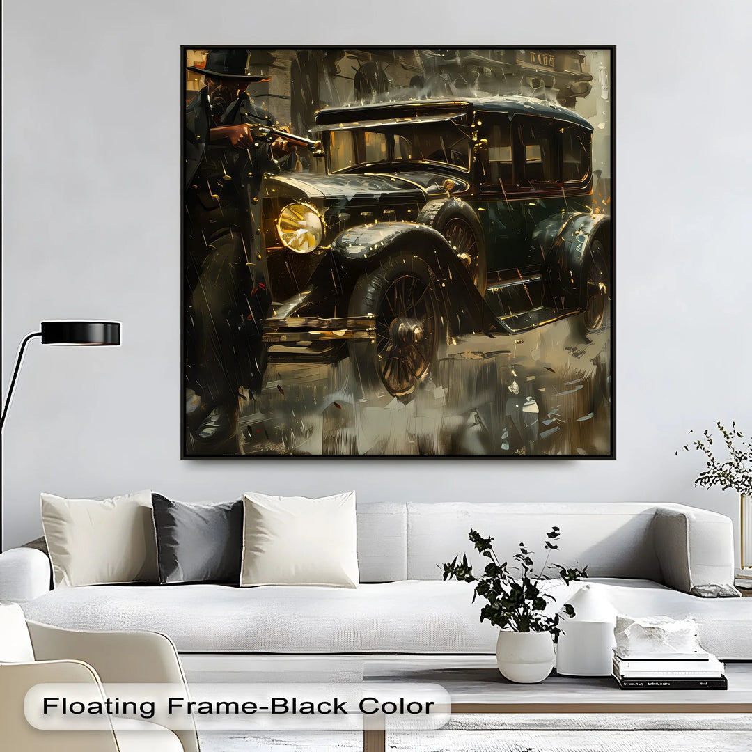 1920s Gangster Shootout Scene – Car Canvas Print - MyPhotoStation