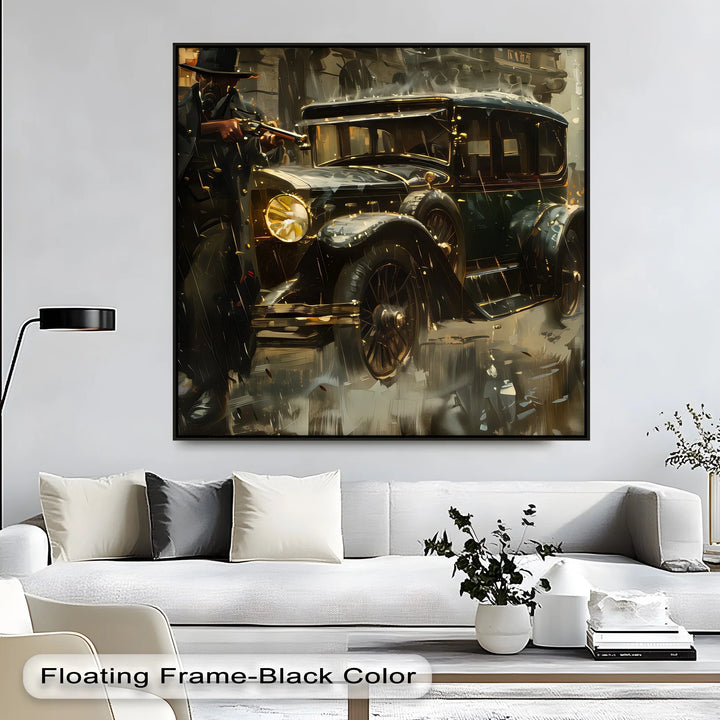 1920s Gangster Shootout Scene – Car Canvas Print - MyPhotoStation