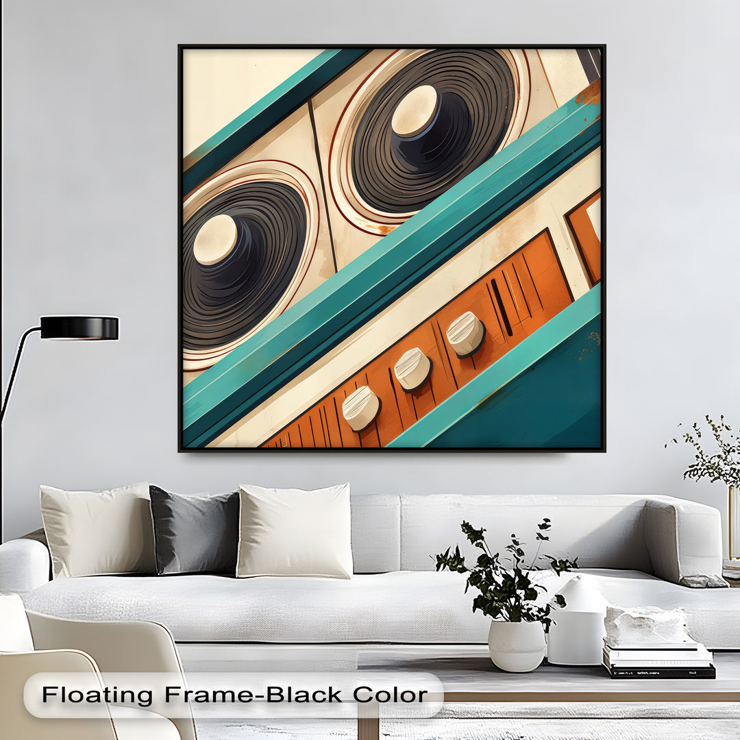 Tilted Frequency – Abstract Retro Stereo Close-Up Canvas Print