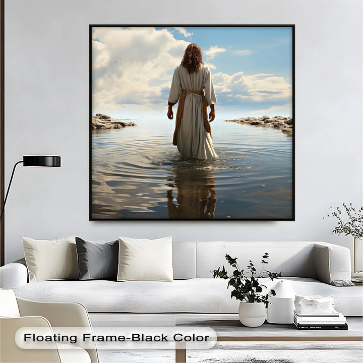 Peaceful walk of Christ – inspirational canvas for Christian homes.


