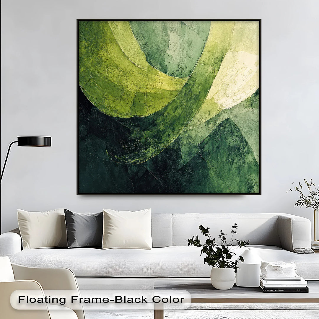 Verdant Sweep – Abstract Green Brushstroke Canvas Print - MyPhotoStation