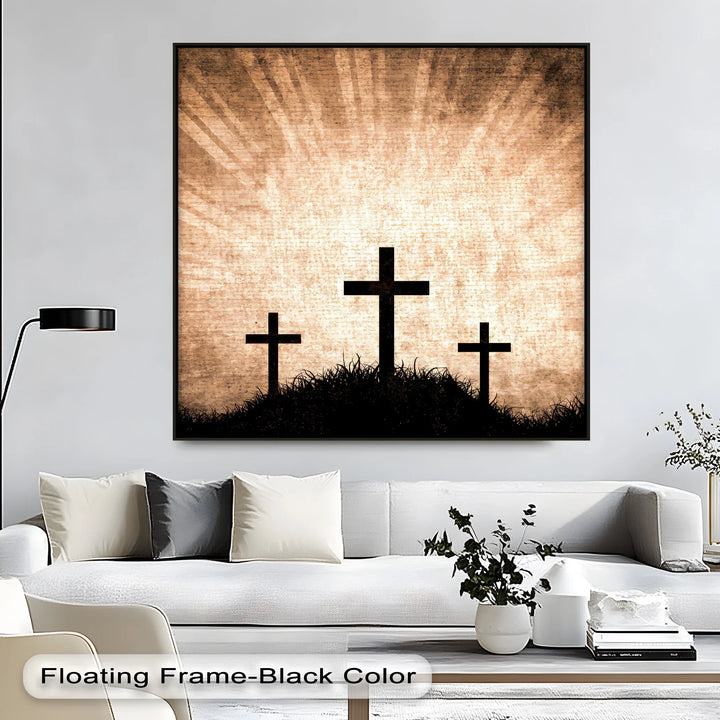 Three Crosses at Calvary – Rustic Faith Canvas Print