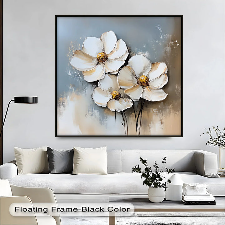 Golden Bloom Trio – Textured Floral Canvas Wall Art - MyPhotoStation