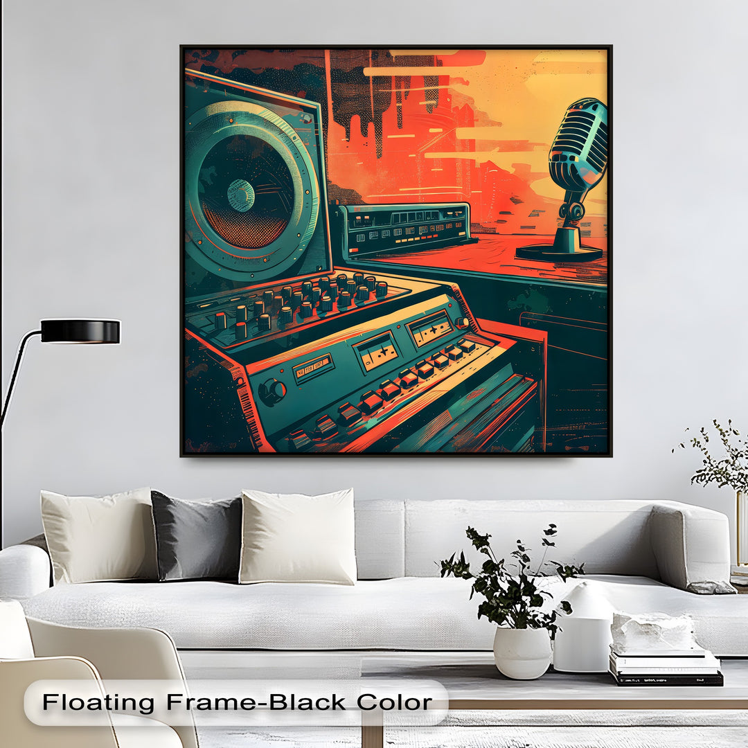 Broadcast Beats – Retro Radio Studio Canvas Print
