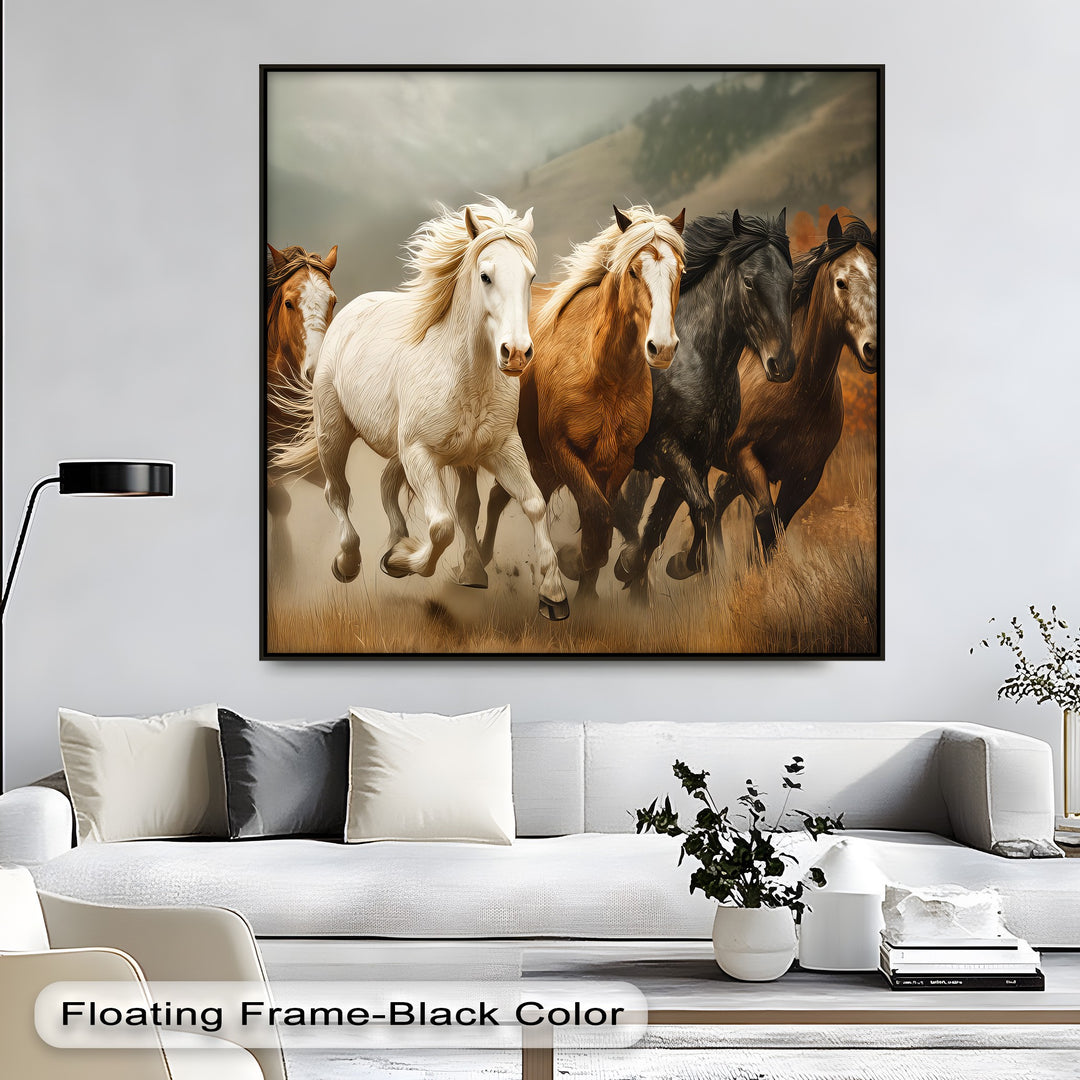 Thundering Freedom – Wild Horses Running in Autumn Canvas Print