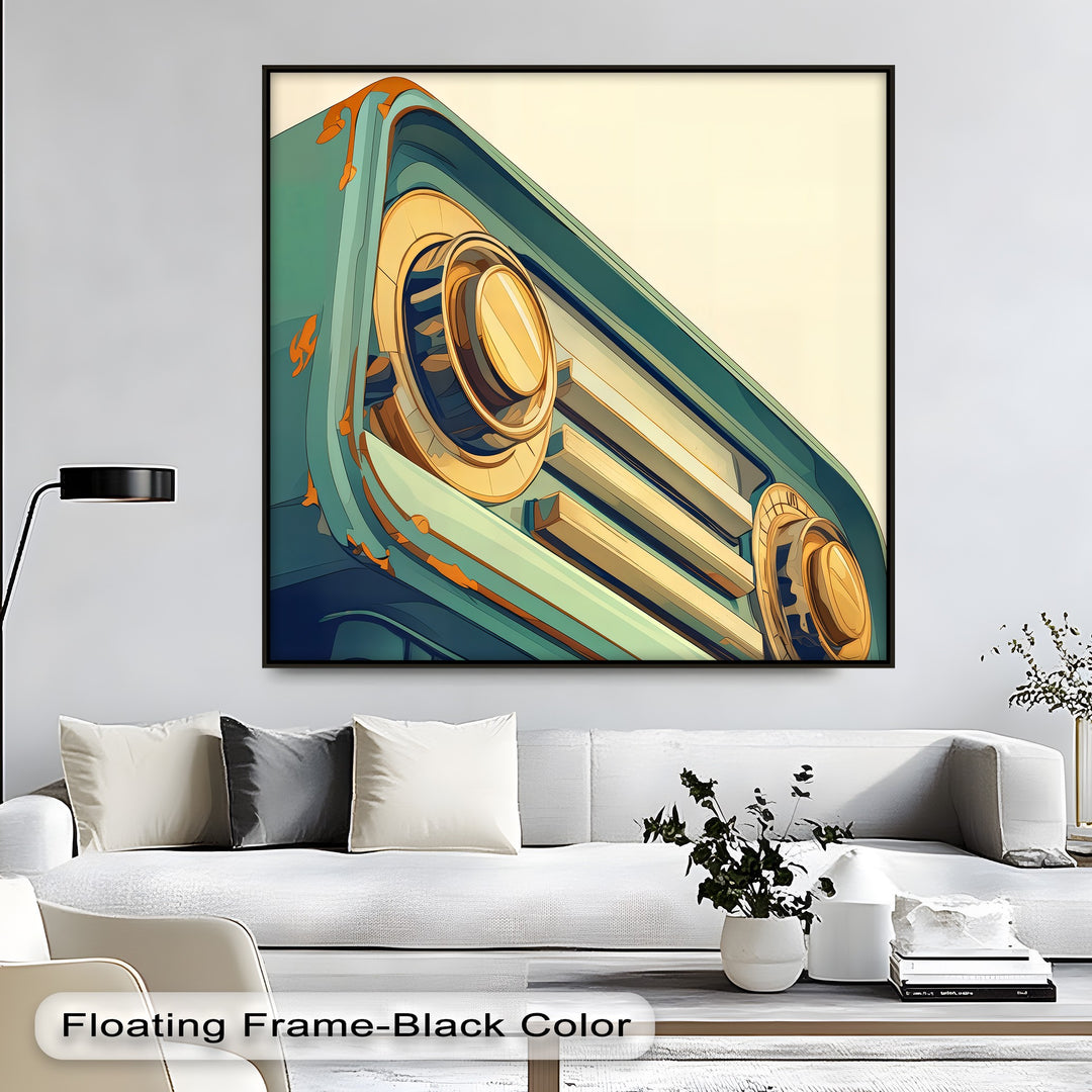 Tuned in Time – Retro Teal Radio Canvas Print