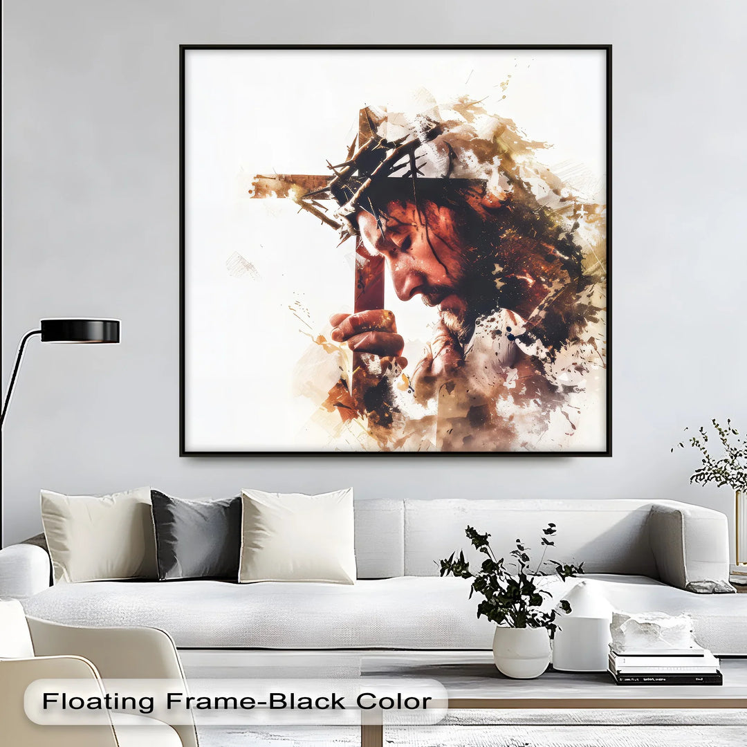 Burden of the Cross – Emotional Jesus Canvas Print