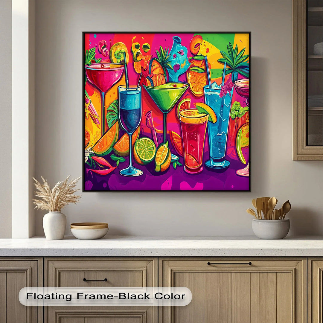 Tropical Cocktail Party – Vibrant Bar Kitchen Canvas Print - MyPhotoStation