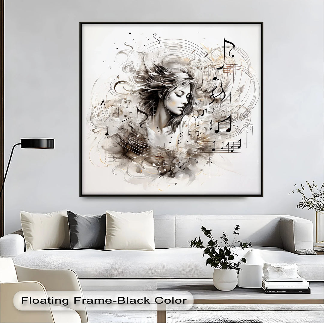 Abstract Woman with Musical Notes - Music Canvas Prints - MyPhotoStation