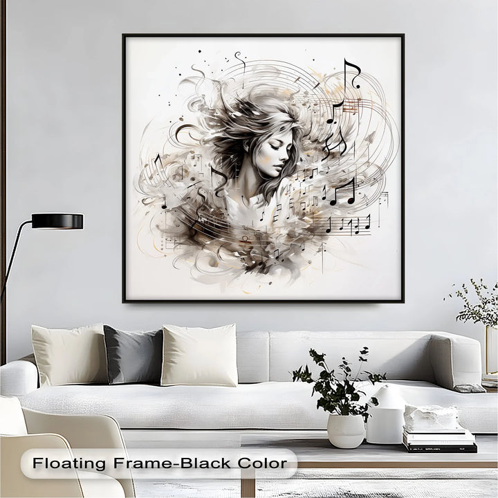 Abstract Woman with Musical Notes - Music Canvas Prints - MyPhotoStation