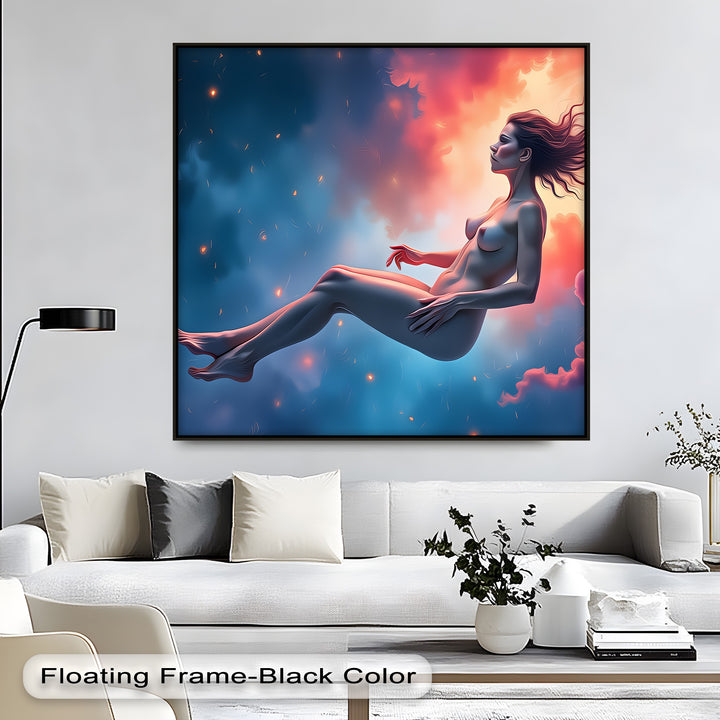 Floating Nude in Cosmos – Erotic Canvas Wall Art | Canvas Wall Decor
