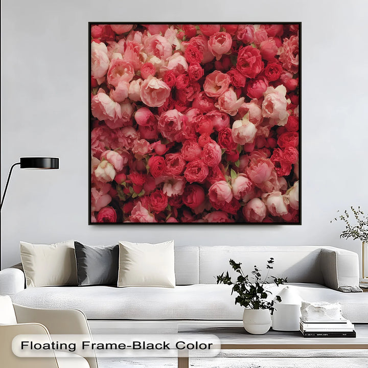 Romantic Peony Garden – Blush and Crimson Floral Canvas Print - MyPhotoStation