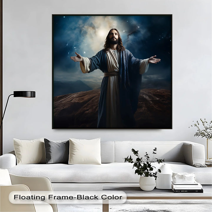 Heavenly Light – Jesus Under the Night Sky Canvas Print - MyPhotoStation